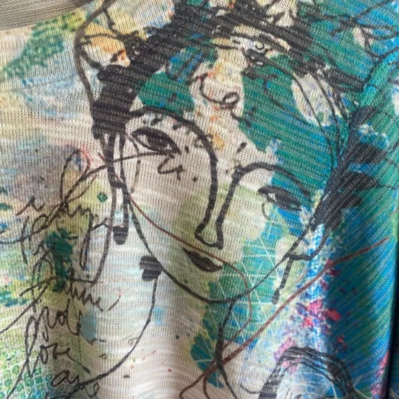 Inoah Women’s Top S Art To Wear Tunic Nautical Multicolored 3/4 Sleeve Lagenlook - Picture 4 of 11